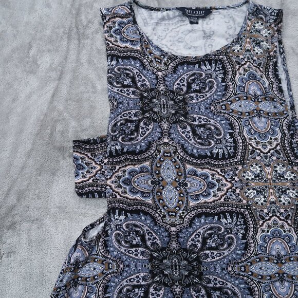 American Eagle Soft & Sexy Swing Dress Womens Midi Paisley Side Cut Outs Boho M - Picture 5 of 15